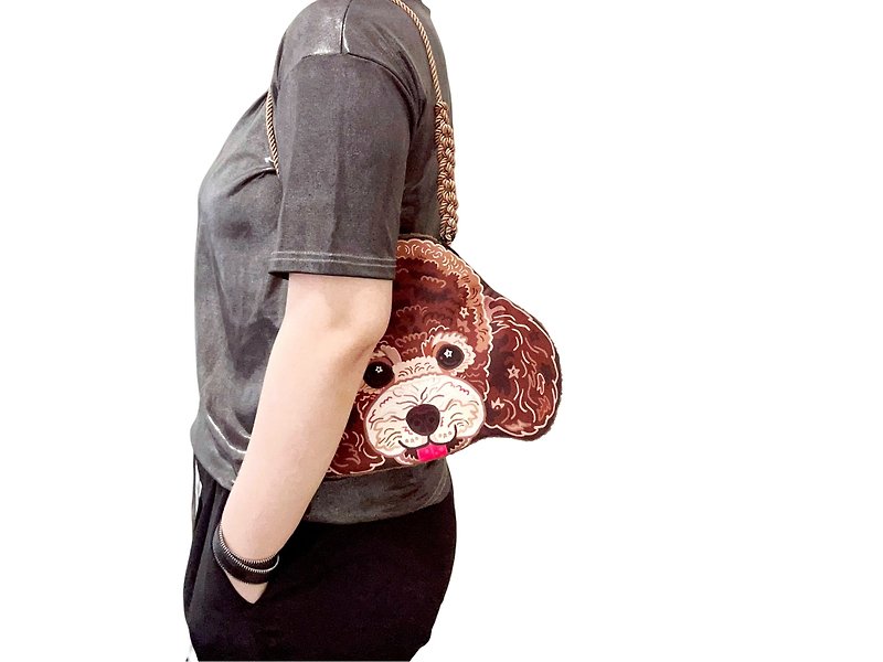Limited spot original cooperation pet shoulder bag Teddy dog ​​face bag - Handbags & Totes - Other Materials 