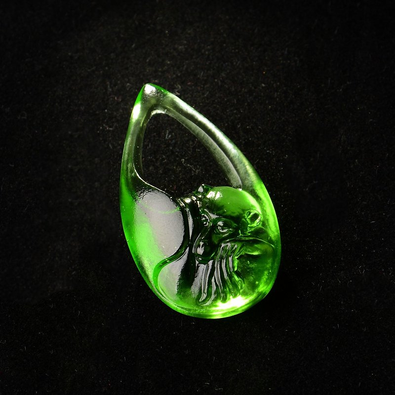 Stone monkey playing glass-limited edition green glass | Chiayi's peace and health - Charms - Glass Green