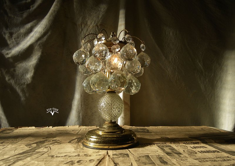 [OLD TIME] Early Taiwan-made crystal glass table lamp (gold)*Only for post office* - โคมไฟ - วัสดุอื่นๆ หลากหลายสี