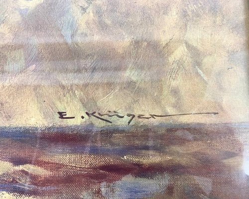 ビンテージフレーム水彩画グラジオラスとフロックス、ドイツの