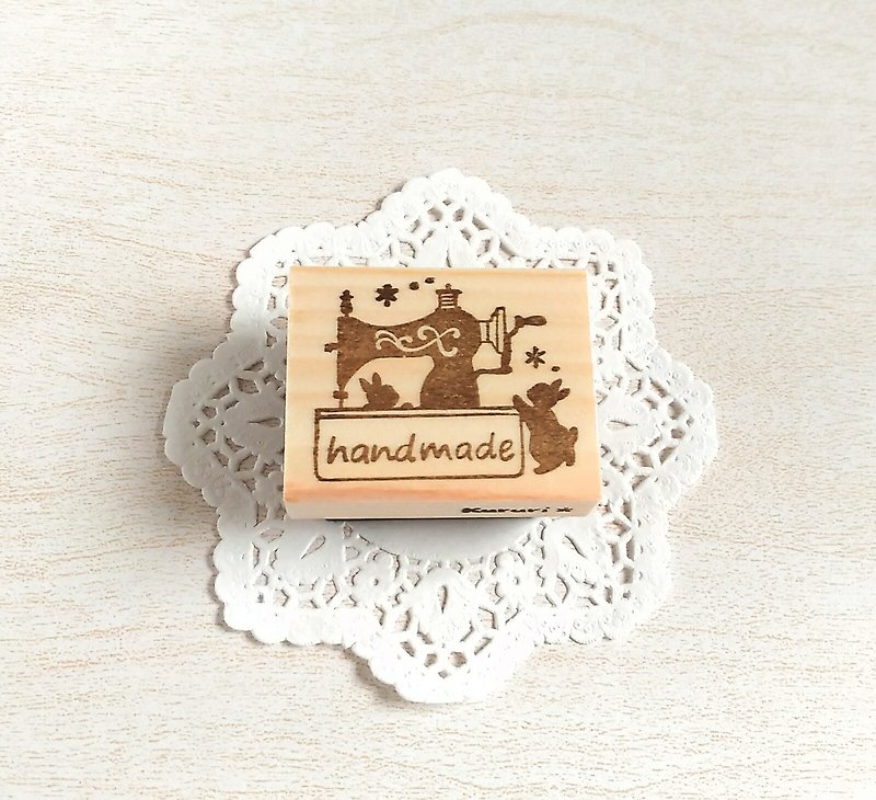 Usagi and classic sewing machine's handmade stamp - Stamps & Stamp Pads - Rubber 