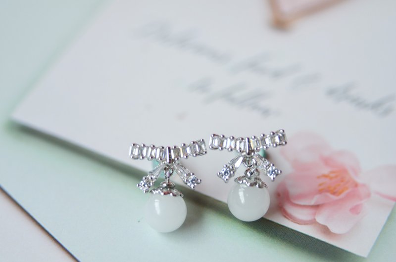 【預購12月底】The Princess - 925銀母乳飾品耳環 - 耳環/耳夾/耳骨夾 - 銀 透明