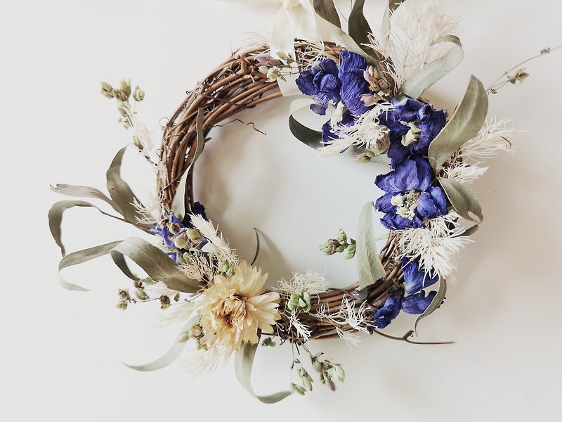 A blue waltz fairy small dry wreath• Dry wreath/preserved flower wreath/hanging ornaments - Dried Flowers & Bouquets - Plants & Flowers Blue
