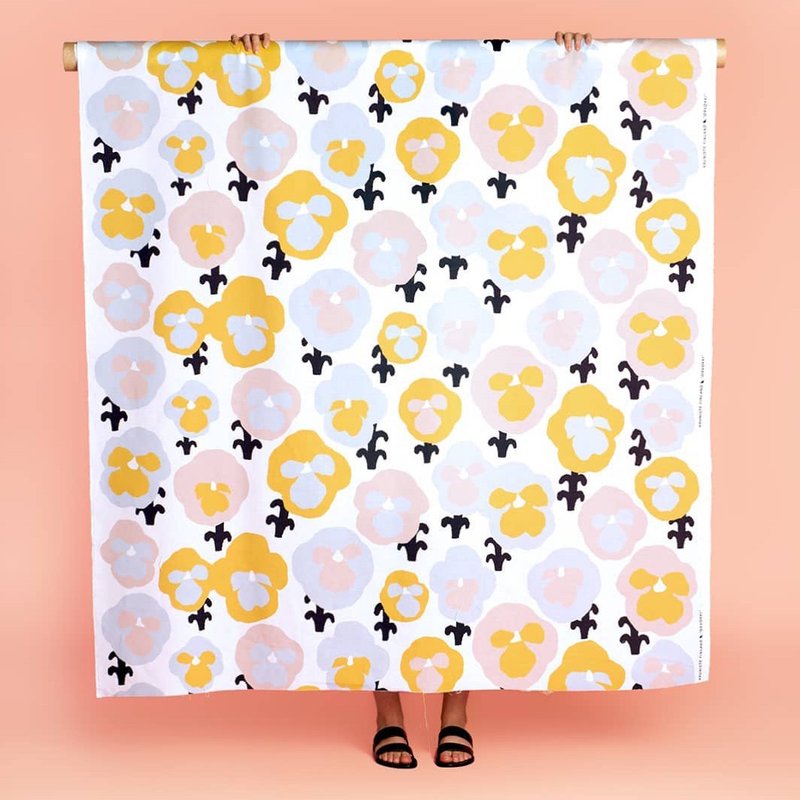 Pure cotton fabric (yellow pansy) 1 unit 50cm - Knitting, Embroidery, Felted Wool & Sewing - Cotton & Hemp Yellow