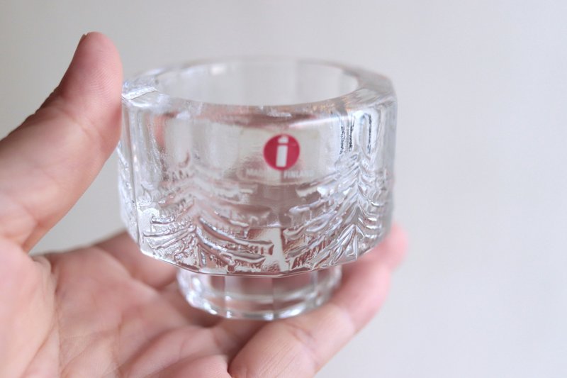 Second-hand old items // Finnish iittala Kuusi spruce series glass candle cup - เทียน/เชิงเทียน - แก้ว สีใส