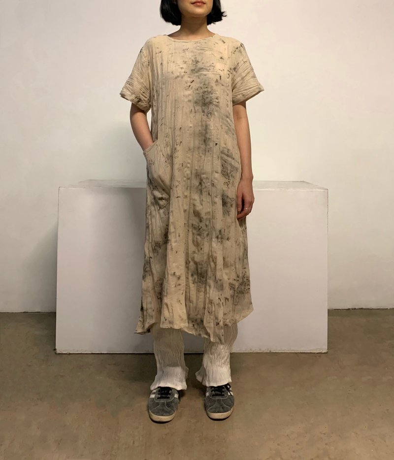 Eco-printing dress - 洋裝/連身裙 - 棉．麻 