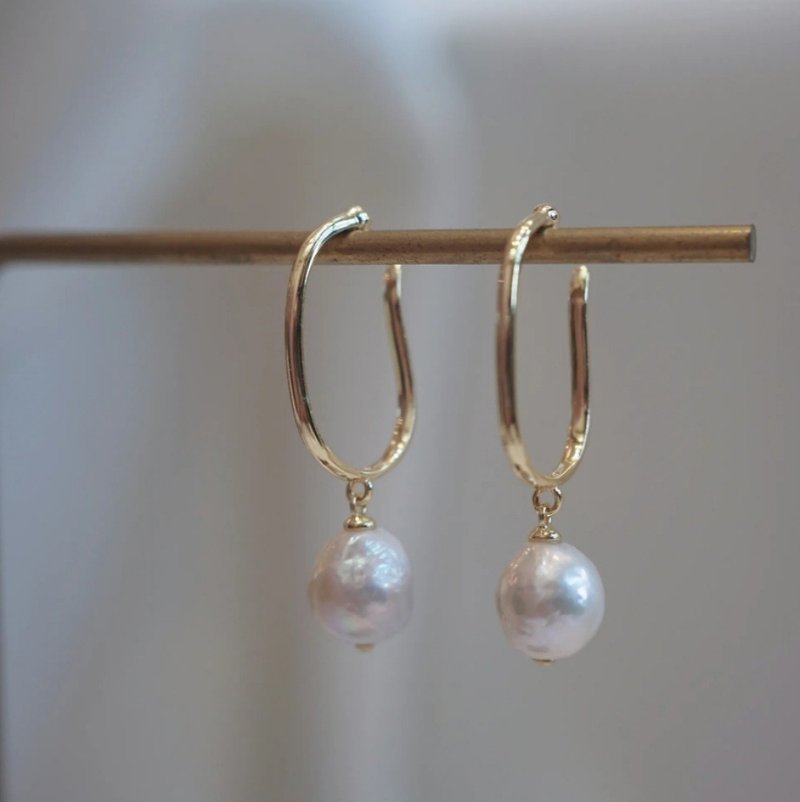 Unpierced Pearl Earrings Clip-On - ต่างหู - ไข่มุก สีทอง
