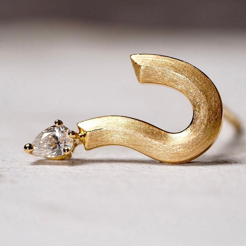 18K クエスチョン マーク ドロップ ダイヤモンド シングルピアス - ピアス・イヤリング - 貴金属 ゴールド