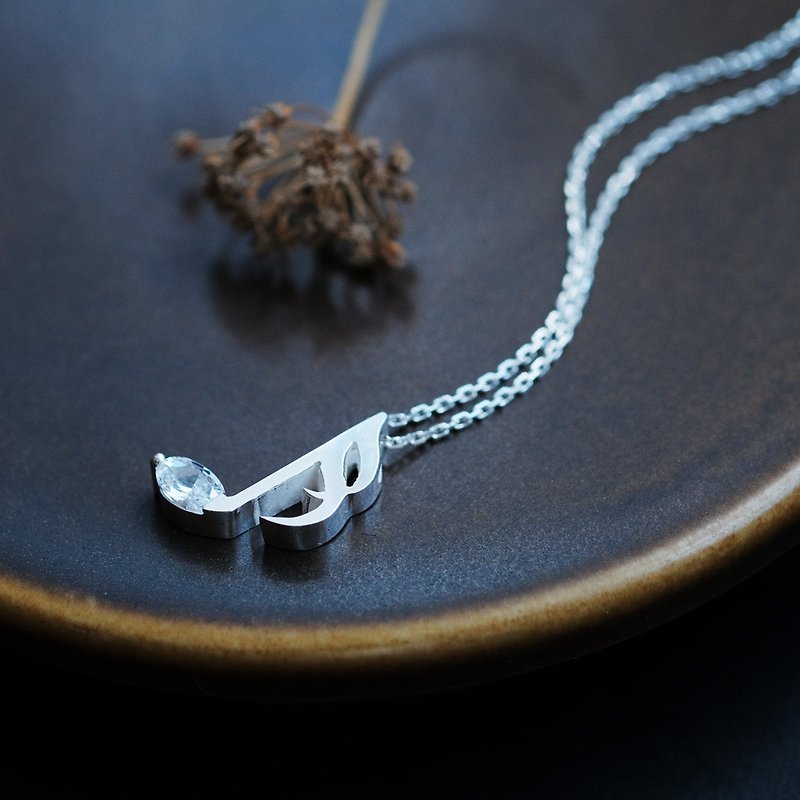 16th note necklace Silver 925 - สร้อยคอ - โลหะ สีเงิน