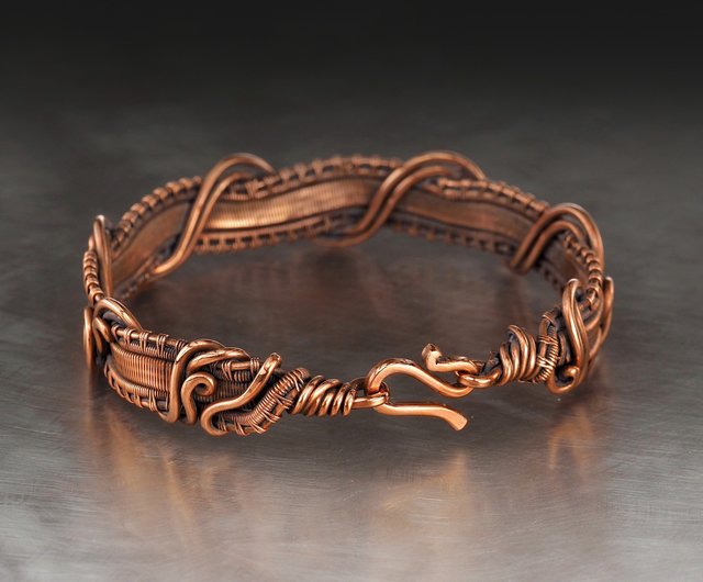 Unique Handmade Copper Bracelet for Woman Antique Style Wire Wrapped Bracelet Handcrafted Wire Weave Copper Jewelry 20 cm | WireWrapArt