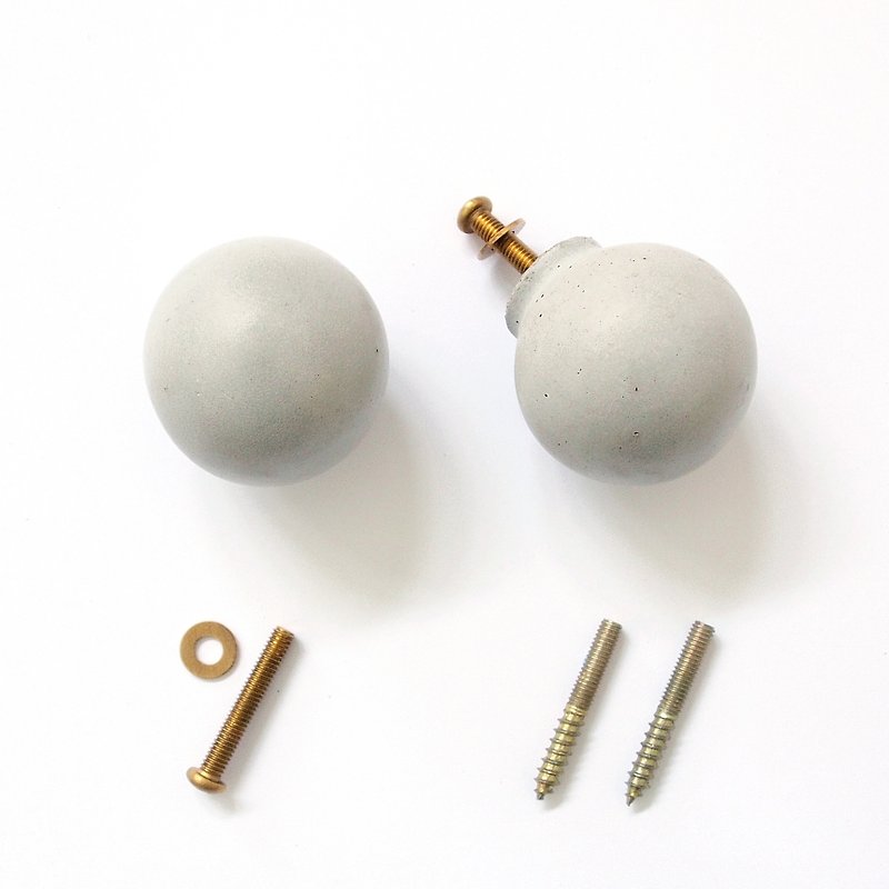 FENEN - Handcrafted concrete knob / hook – Sphere - Hangers & Hooks - Cement Gray