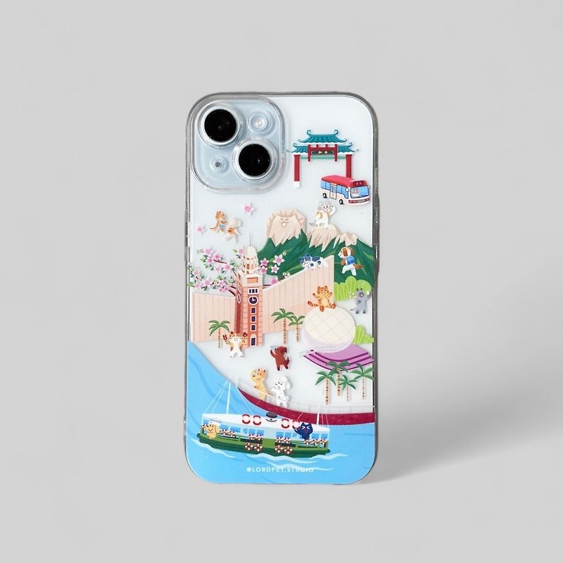 王廟香港ツアー透明携帯電話ケース/ライオンロック/独自のオリジナルデザイン - スマホケース - シリコン 多色