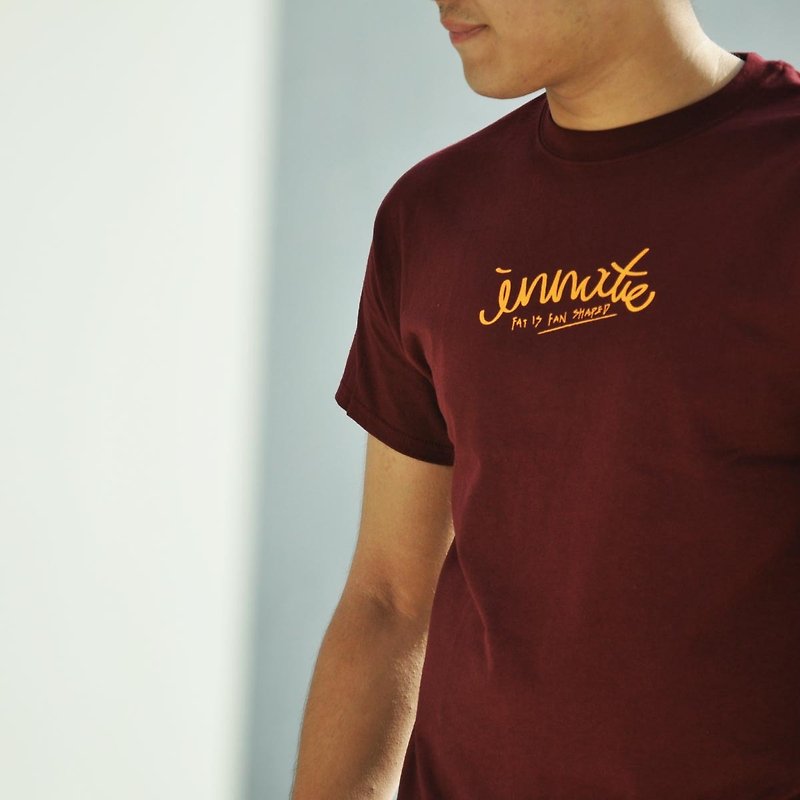 [] INNATE cursive logo Champion burgundy short Tee- - Men's T-Shirts & Tops - Cotton & Hemp Red