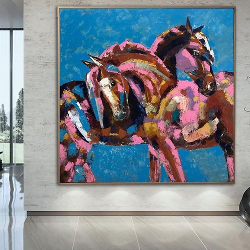 TrendGallery Horse Paintings Animal Wall Art Love Painting Romantic Canvas Art Gift