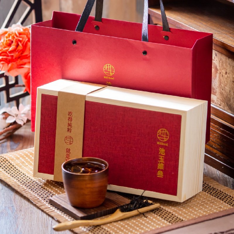 Mingxiang double lacquer gift box [ruby black tea/shanlinxi high mountain tea/mingming lacquer cup] - Tea - Other Materials Green