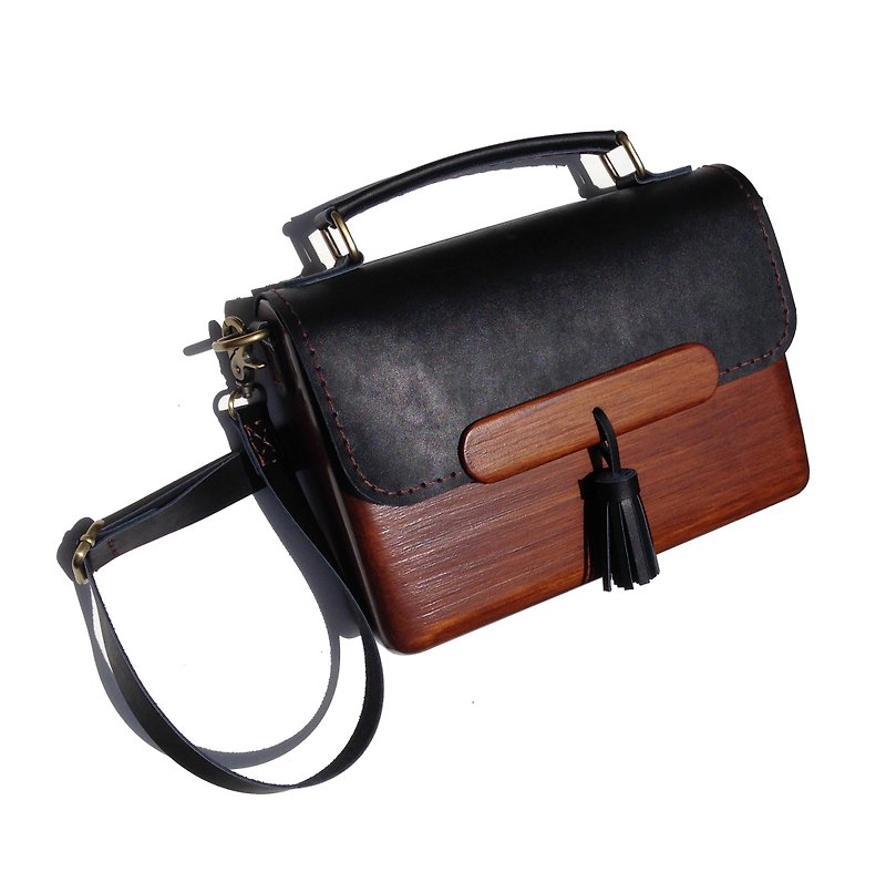【gift box】TS WOODEN BAG HANDLE (BLACK) - Messenger Bags & Sling Bags - Wood White