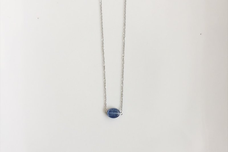 Minimalist kyanite stainless steel lock chain - Collar Necklaces - Gemstone Blue