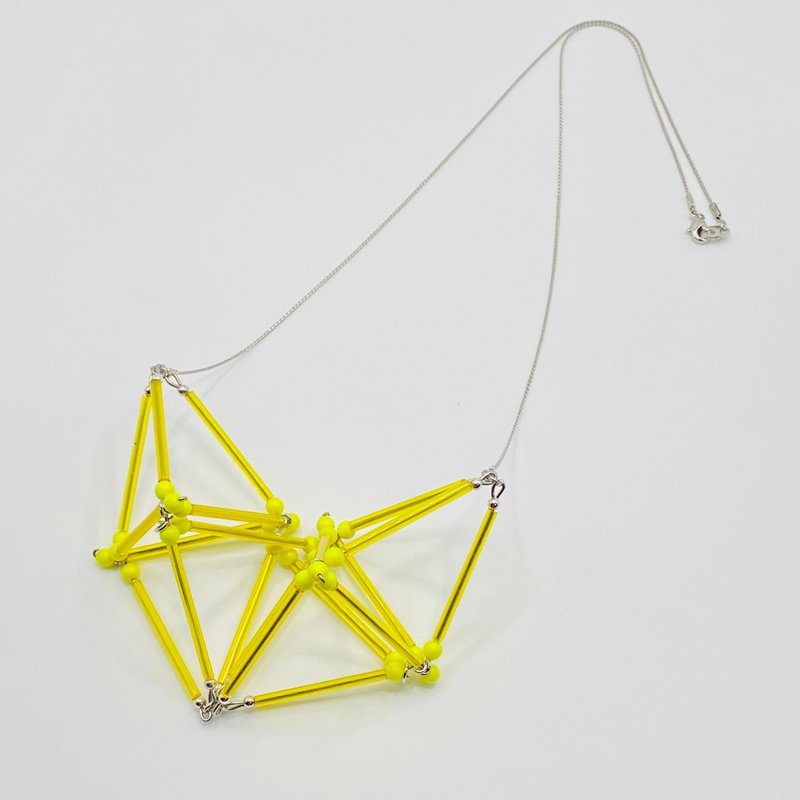 3D Heart NECKLACE【Yellow】 - 項鍊 - 玻璃 黃色