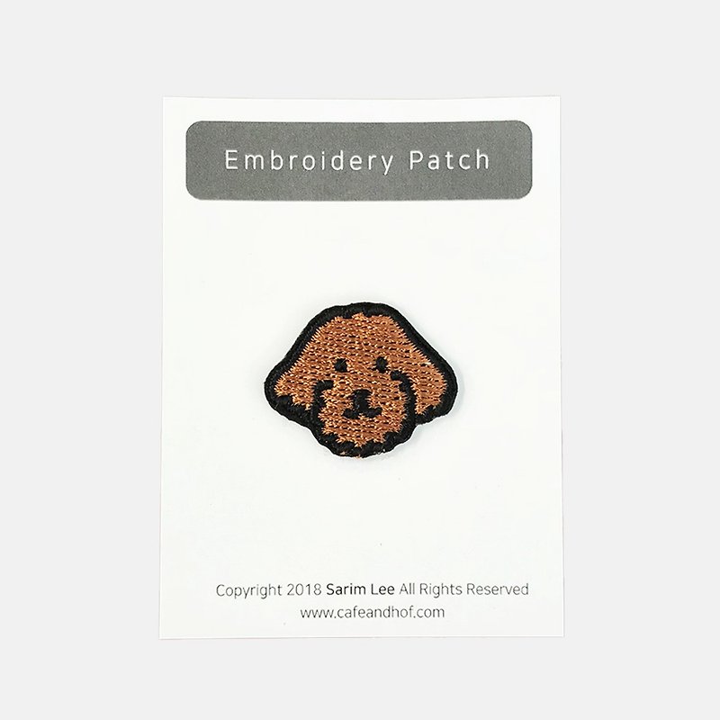 poodle embroidery patch - เข็มกลัด - ผ้าฝ้าย/ผ้าลินิน สีนำ้ตาล
