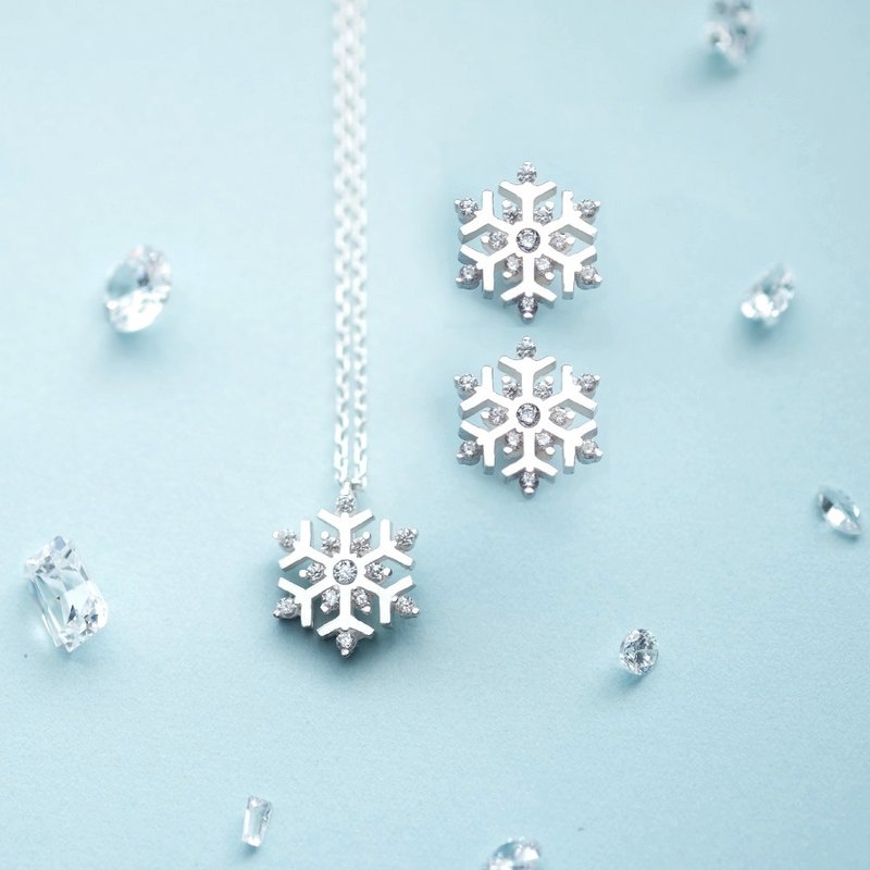 雪の結晶 ネックレス ピアス 2点セット シルバー925 - 項鍊 - 其他金屬 銀色