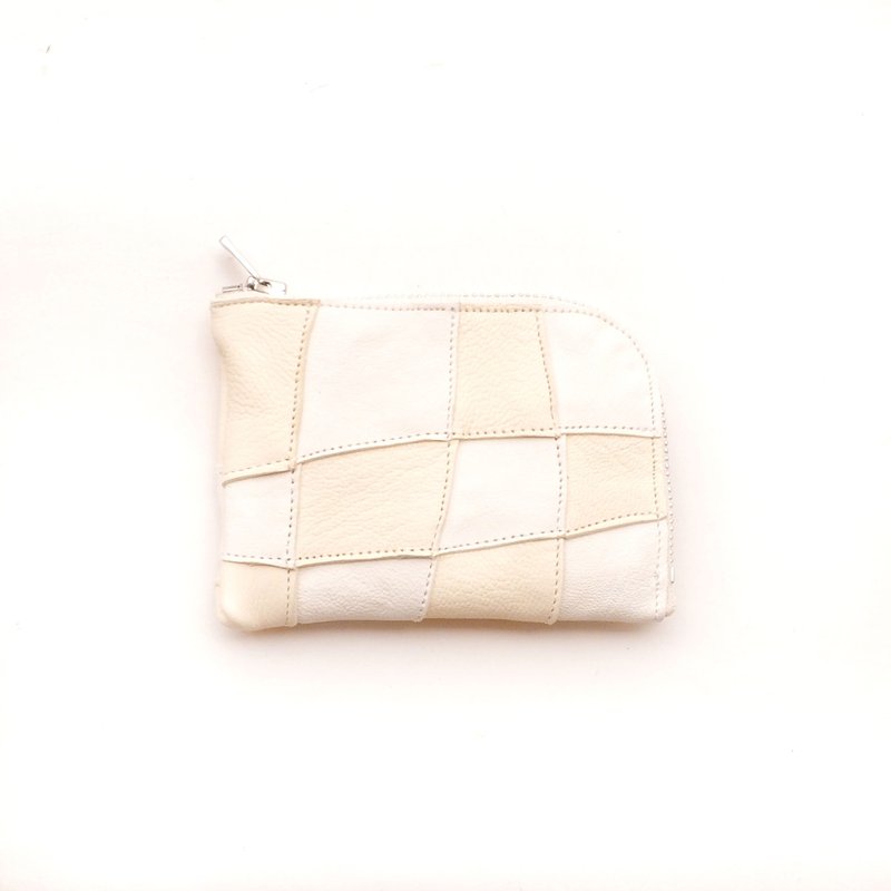 random leather mini wallet (multi color) - Coin Purses - Genuine Leather White