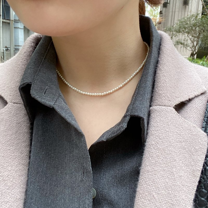 ITS-N116【Pearl Necklace・Pearl】Delicate luster pearl necklace - สร้อยคอ - ไข่มุก ขาว