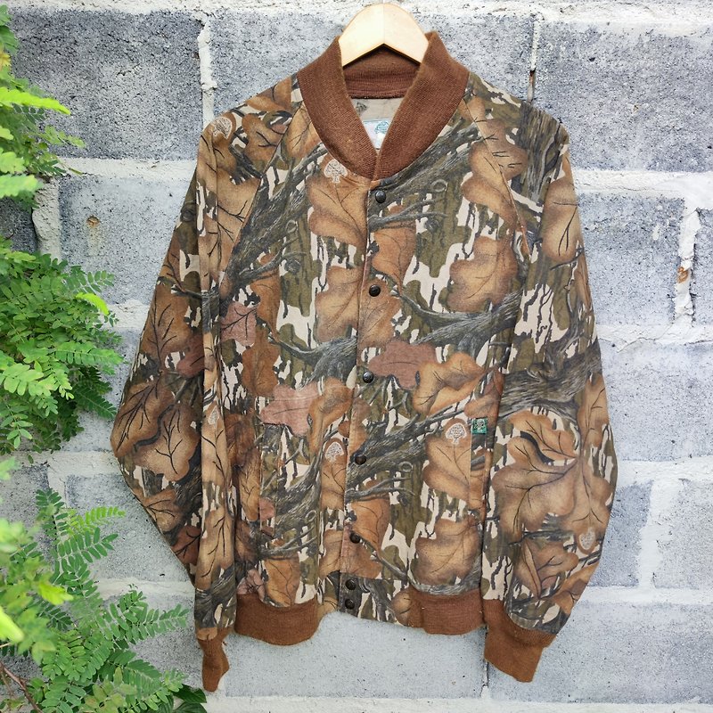 Vintage 80s Mossy Oak Fall Foliage USA Bomber Jacket - 外套/大衣 - 棉．麻 咖啡色