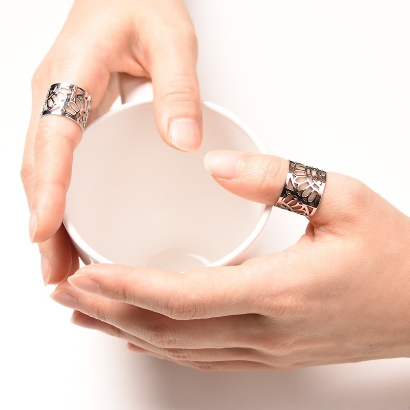 Mucha慕夏彩繪戒指(銀色)醫療薄鋼不過敏 祝福圖騰 幸福禮物 - 對戒 - 其他金屬 銀色