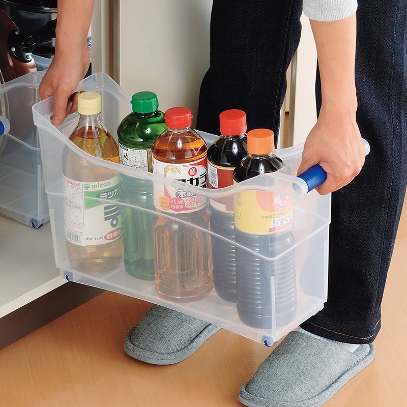 INOMATA Japan-made storage basket for cabinets (with handles & pulleys) - 3 pieces - Storage - Plastic Transparent