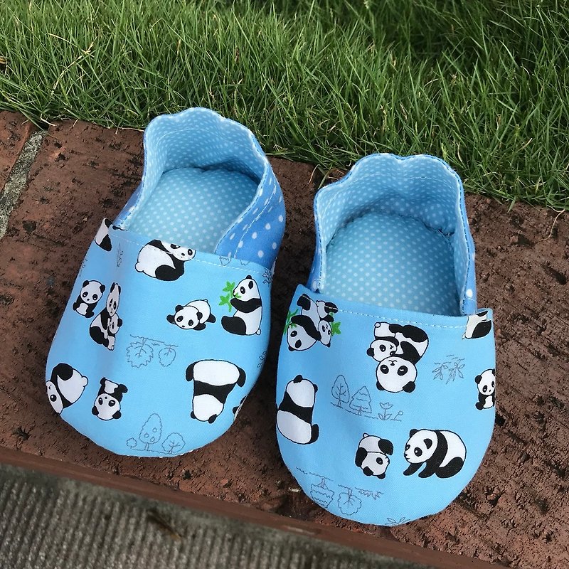 熊貓-藍-學步鞋 - 嬰兒鞋 - 棉．麻 藍色