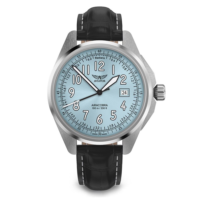 AIRACOBRA P43 TYPE B aviation style watch - นาฬิกาผู้ชาย - สแตนเลส สีเงิน