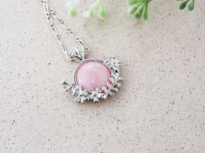 Chunshen Pink Opal (Silver Necklace) Limited Edition:: C% Handmade Jewelry:: - Necklaces - Semi-Precious Stones Pink