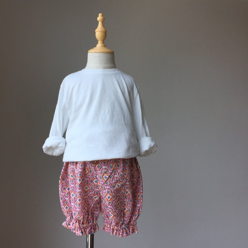 Bloomers- pink Ajrak handblock - Pants - Cotton & Hemp Pink