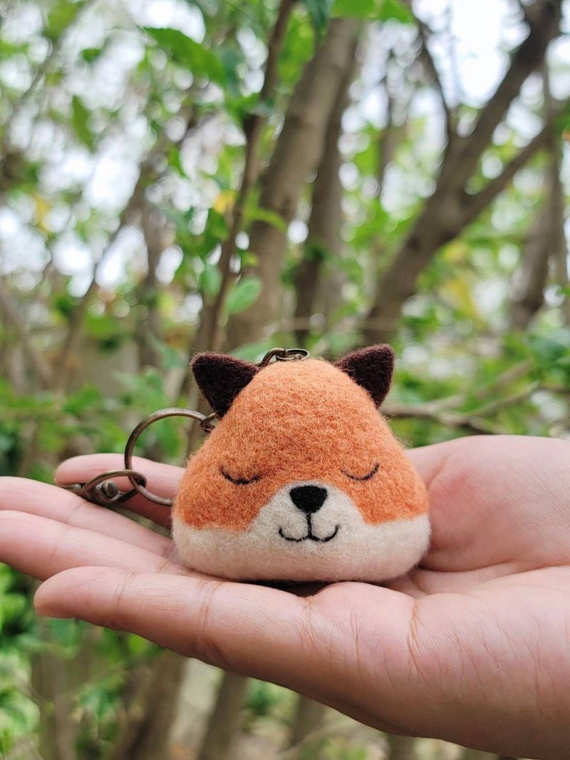 Handmade Wool Felt-Fox Keychain - Keychains - Wool 