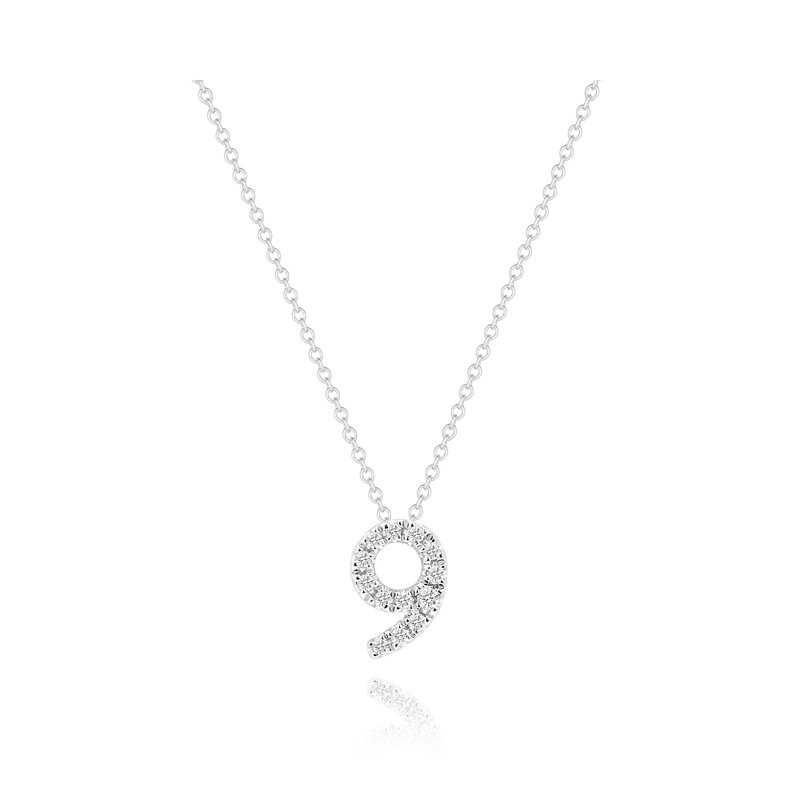 9-Number Necklace | 14K Gold Real Diamond Necklace - สร้อยคอ - เพชร 