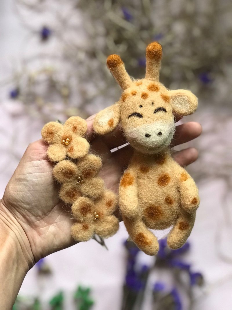 Giraffe plush, giraffe toy newborn props and gift for baby. - ของเล่นเด็ก - ขนแกะ สีส้ม