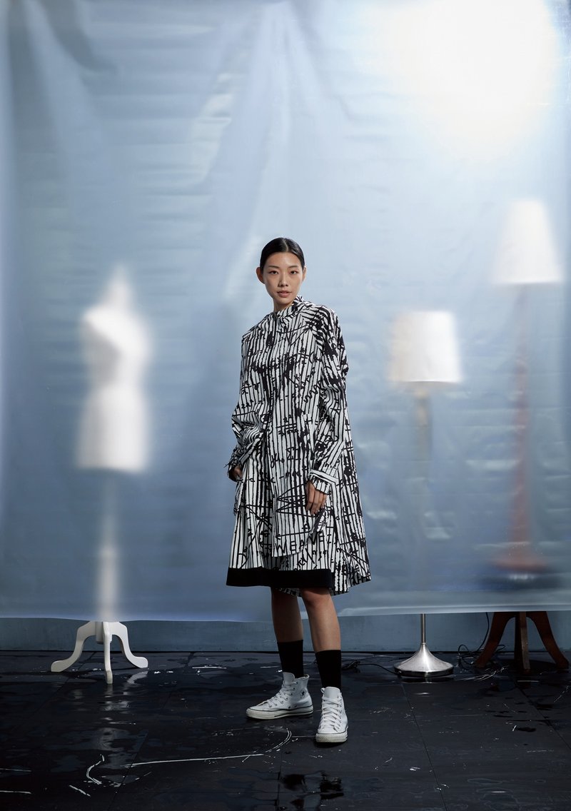 物理公式風衣 - 平行時空白 - 男夾克/外套 - 棉．麻 白色