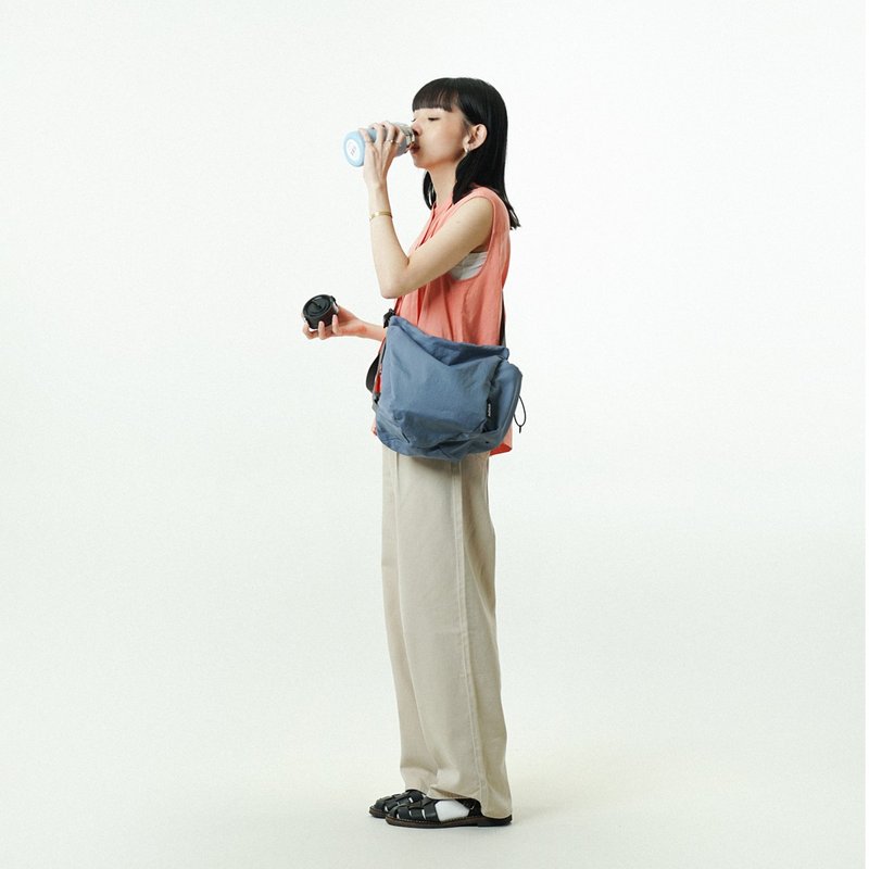 Sustainable RE Series | REA Daily Duo Shoulder Crossbody Bag (S, Azure Blue) - กระเป๋าแมสเซนเจอร์ - เส้นใยสังเคราะห์ สีน้ำเงิน