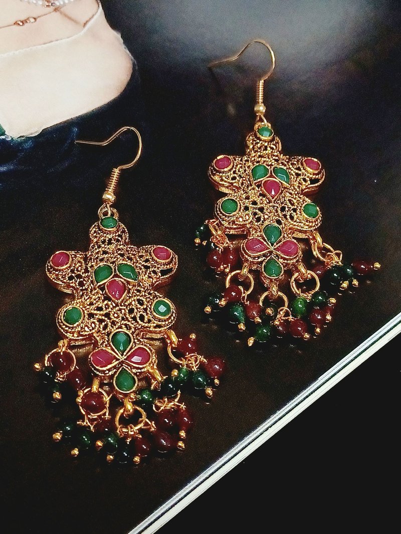 vintage jewelry  古董勾針式耳環  寶萊鄔流蘇風格 - 耳環/耳夾/耳骨夾 - 其他金屬 
