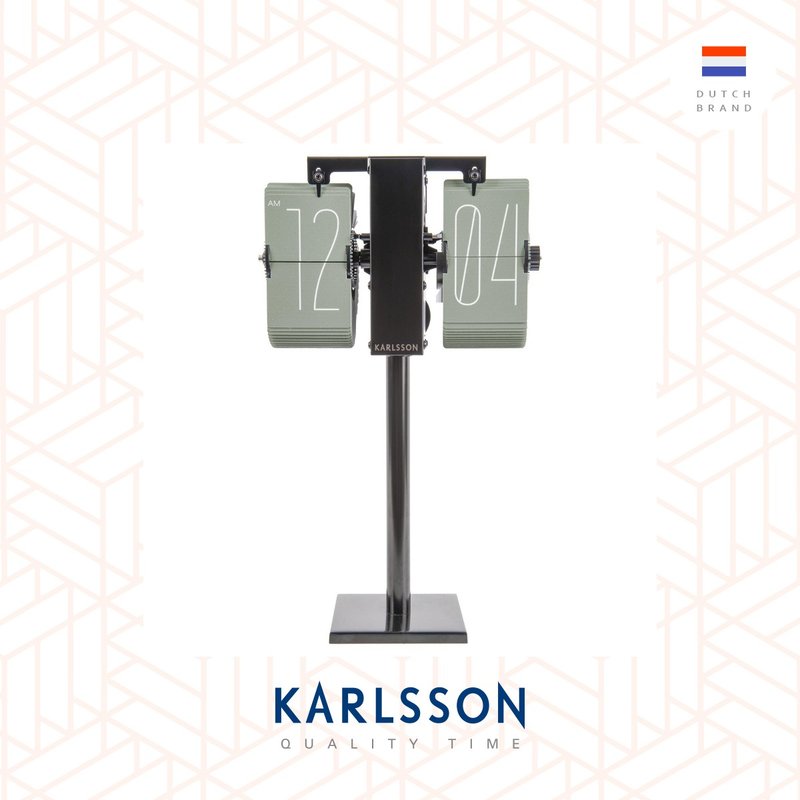 荷蘭Karlsson, Flip clock No Case mini green, black stand - 時鐘/鬧鐘 - 其他金屬 綠色