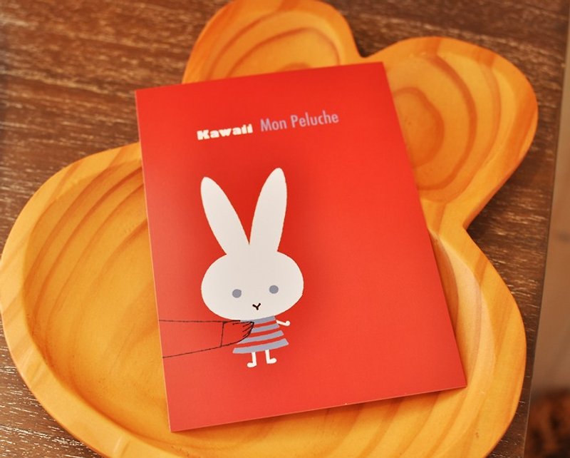 [Kato Shinji] MON PELUCHE series cute white rabbit PEREN postcard/universal card★ - การ์ด/โปสการ์ด - กระดาษ สีแดง