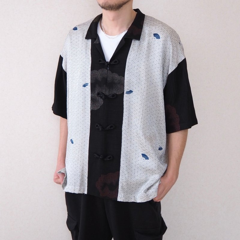 【日本製造】和服絲綢襯衫男士 L、男士時尚日本、禮品 - 男襯衫/休閒襯衫 - 絲．絹 
