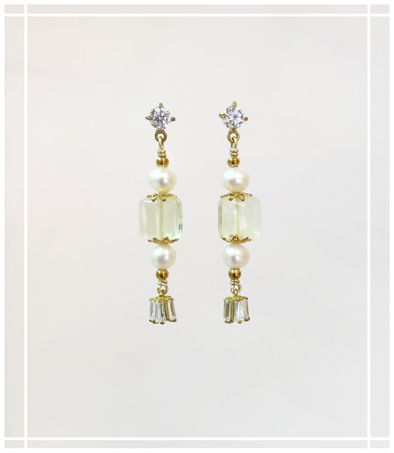 Minertés+ lemon Stone earrings+ - ต่างหู - คริสตัล สีเหลือง
