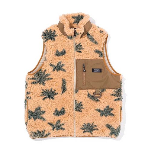 POLER 台灣總代理 日本限定 POLER JACQUARD SHERPA VEST 外層羔羊絨保暖背心 棕