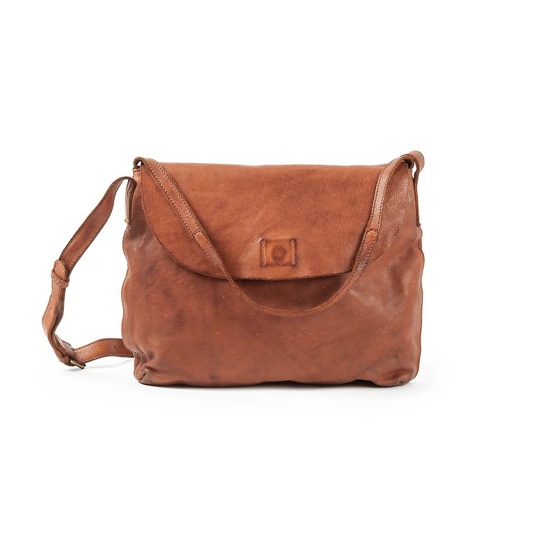 German harolds vegetable tanned leather classic bag M/crossbody bag/side backpack/brown/genuine leather/handmade - Messenger Bags & Sling Bags - Genuine Leather Brown