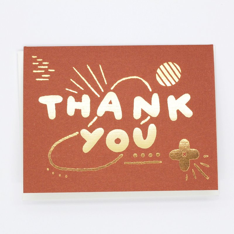 Thank You Card - Brick / Gold - 卡片/明信片 - 紙 橘色
