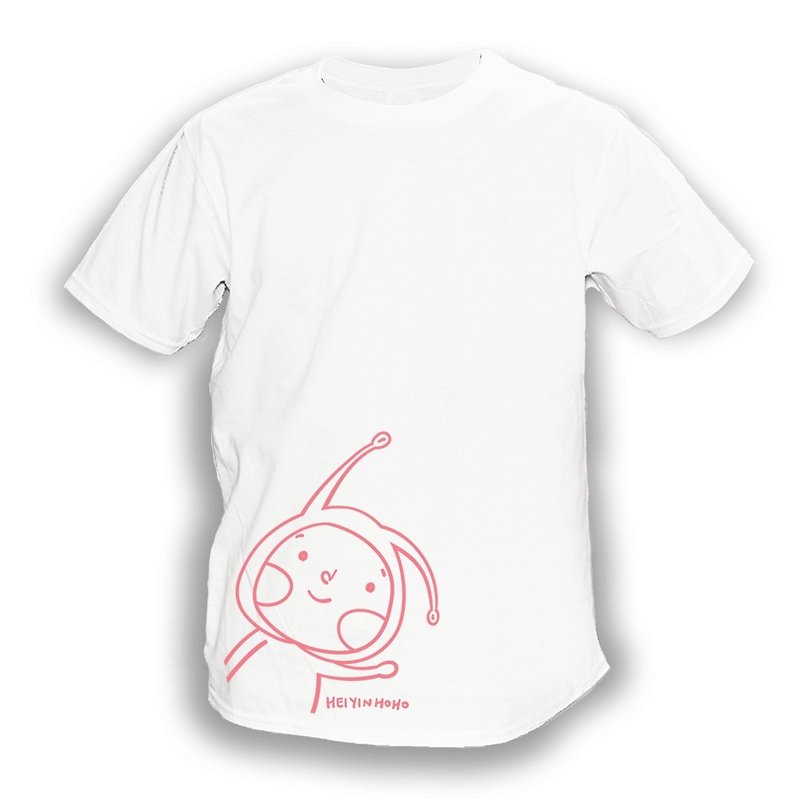 Pink HoHo Wave T-shirt - อื่นๆ - ผ้าฝ้าย/ผ้าลินิน ขาว