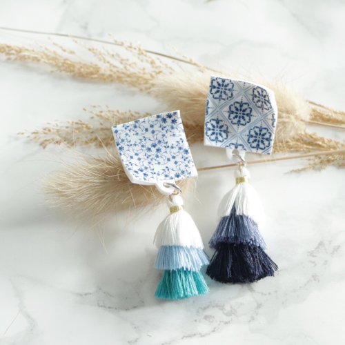cravis handmade shop 青花瓷耳環