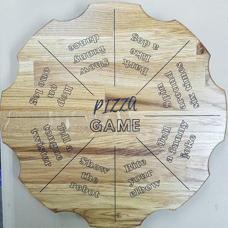 Pizza Game Rotating Serving Tray Cake Bowl Serving Snacks Sweets Food Roulette - Plates & Trays - Wood 