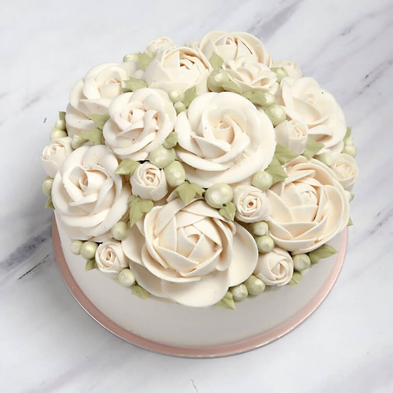Felicitas Pâtissérie 6吋 玫瑰花蛋糕/白色之戀 - 蛋糕/甜點 - 新鮮食材 粉紅色